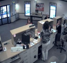 Bank counter seen from a camera